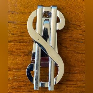 Vintage Dollar Sign Money Clip Signed Foster USA Pocket Bill Silver Tone